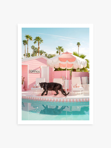 fine art print pink motel Trixie Palm Springs pool panther